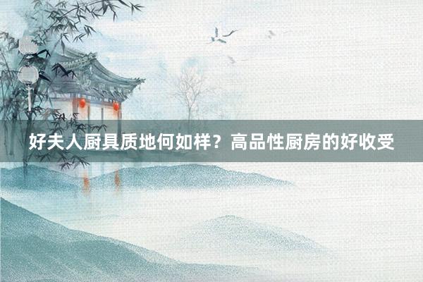 好夫人厨具质地何如样？高品性厨房的好收受