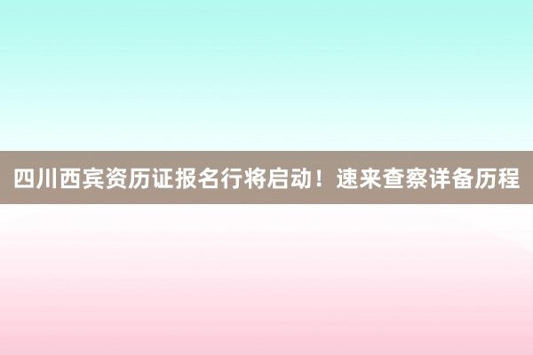 四川西宾资历证报名行将启动！速来查察详备历程