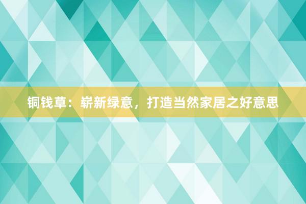 铜钱草：崭新绿意，打造当然家居之好意思